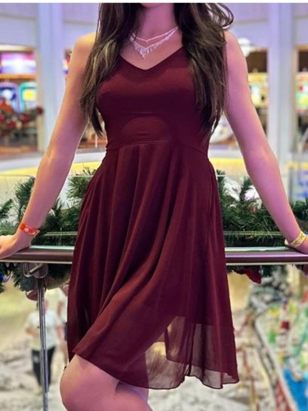 Burgundy flowy dress